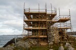 South face of Carrickabraghy Castle with scaffolding